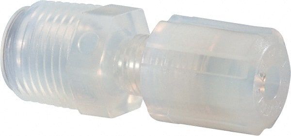 NewAge Industries - 1/4" Tube OD, PFA PTFE Plastic Compression Tube Male Connector - 1/2 NPT Pipe, 500°F Max, 1/2 Thread - Exact Tooling