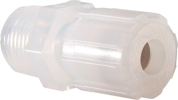 NewAge Industries - 3/8" Tube OD, PFA PTFE Plastic Compression Tube Male Connector - 1/2 NPT Pipe, 500°F Max, 1/2 Thread - Exact Tooling