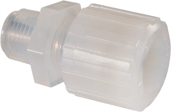 NewAge Industries - 3/4" Tube OD, PFA PTFE Plastic Compression Tube Male Connector - 1/2 NPT Pipe, 500°F Max, 1/2 Thread - Exact Tooling