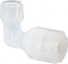 NewAge Industries - 3/8" Tube OD, PFA PTFE Plastic Compression Tube Male Elbow - 3/8 NPT Pipe, 500°F Max, 3/8 Thread - Exact Tooling