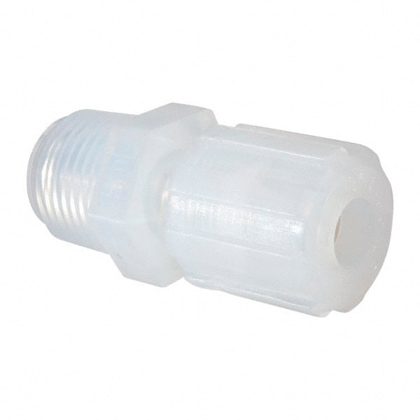 NewAge Industries - 3/8" Tube OD, PFA PTFE Plastic Compression Tube Male Elbow - 1/2 NPT Pipe, 500°F Max, 1/2 Thread - Exact Tooling