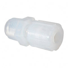 NewAge Industries - 3/8" Tube OD, PFA PTFE Plastic Compression Tube Male Elbow - 1/2 NPT Pipe, 500°F Max, 1/2 Thread - Exact Tooling