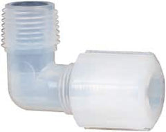 NewAge Industries - 1/2" Tube OD, PFA PTFE Plastic Compression Tube Male Elbow - 3/8 NPT Pipe, 500°F Max, 3/8 Thread - Exact Tooling