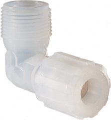 NewAge Industries - 1/2" Tube OD, PFA PTFE Plastic Compression Tube Male Elbow - 3/4 NPT Pipe, 500°F Max, 3/4 Thread - Exact Tooling