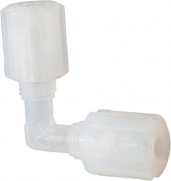 NewAge Industries - 1/4" Tube OD, PFA PTFE Plastic Compression Tube Union Elbow - 500°F Max - Exact Tooling