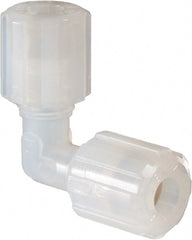 NewAge Industries - 3/8" Tube OD, PFA PTFE Plastic Compression Tube Union Elbow - 500°F Max - Exact Tooling