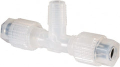 NewAge Industries - 1/4" Tube OD, PFA PTFE Plastic Compression Tube Male Branch Tee - 1/8 NPT Pipe, 500°F Max, 1/8 Thread - Exact Tooling