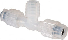 NewAge Industries - 1/4" Tube OD, PFA PTFE Plastic Compression Tube Male Branch Tee - 1/4 NPT Pipe, 500°F Max, 1/4 Thread - Exact Tooling