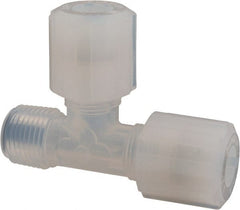 NewAge Industries - 1/2" Tube OD, PFA PTFE Plastic Compression Tube Male Run Tee - 1/2 NPT Pipe, 500°F Max, 1/2 Thread - Exact Tooling