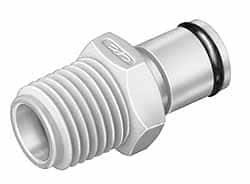 CPC Colder Products - 1/8" Nominal Flow, 1/8 NPT Thread, Male, Inline Threaded-Male Plug - 120 Max psi, 32 to 160°F, Polypropylene Coupling, EPDM O-Ring - Exact Tooling