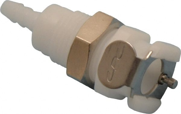 CPC Colder Products - 1/8" Nominal Flow, 1/8" ID, Female, Panel Mount Hose Barb-Female Socket - 120 Max psi, -40 to 180°F, Acetal Coupling, Buna-N O-Ring - Exact Tooling
