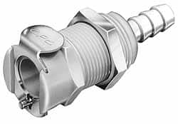 CPC Colder Products - 1/8" Nominal Flow, 1/4" ID, Female, Panel Mount Hose Barb-Female Socket - 120 Max psi, -40 to 180°F, Acetal Coupling, Buna-N O-Ring - Exact Tooling
