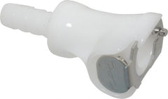 CPC Colder Products - 1/4" Nominal Flow, 1/4" ID, Female, Inline Hose Barb-Female Socket - 120 Max psi, -40 to 180°F, Acetal Coupling, Buna-N O-Ring - Exact Tooling