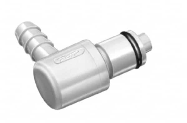 CPC Colder Products - 1/8" Nominal Flow, 1/4" ID, Male, Elbow Hose Barb-Male Plug - 120 Max psi, -40 to 180°F, Acetal Coupling, Buna-N O-Ring - Exact Tooling