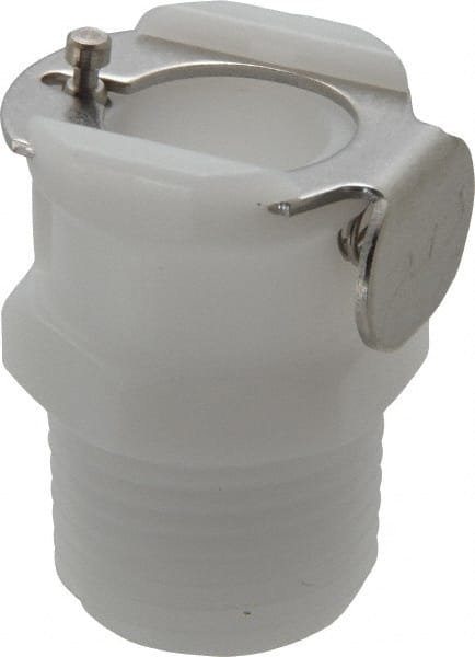 CPC Colder Products - 1/4" Nominal Flow, 3/8 NPT Thread, Male, Inline Threaded-Female Socket - 120 Max psi, -40 to 180°F, Acetal Coupling, Buna-N O-Ring - Exact Tooling