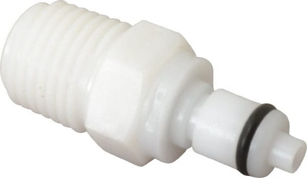 CPC Colder Products - 1/8" Nominal Flow, 1/4 NPT Thread, Male, Inline Threaded-Male Plug - 120 Max psi, -40 to 180°F, Acetal Coupling, Buna-N O-Ring - Exact Tooling