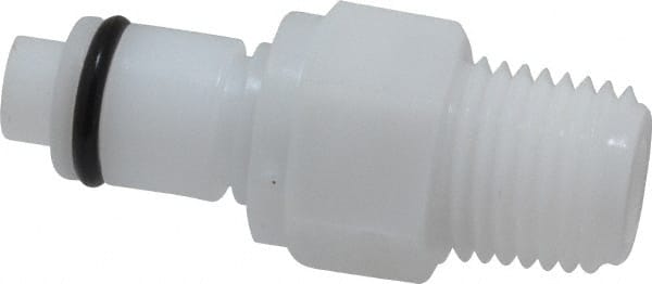 CPC Colder Products - 1/4" Nominal Flow, 1/4 NPT Thread, Male, Inline Threaded-Male Plug - 120 Max psi, -40 to 180°F, Acetal Coupling, Buna-N O-Ring - Exact Tooling