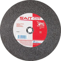 Sait - 10" 36 Grit Aluminum Oxide Cutoff Wheel - 1/8" Thick, 5/8" Arbor, 6,100 Max RPM, Use with Stationary Tools - Exact Tooling