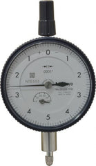 Mitutoyo - 0.05" Range, 0-5-0 Dial Reading, 0.0001" Graduation Dial Drop Indicator - 2-3/16" Dial, 0.01" Range per Revolution, 0.0002" Accuracy, Revolution Counter - Exact Tooling