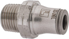 Legris - 3/16" Outside Diam, 1/8 NPT, Stainless Steel Push-to-Connect Male Connector - 435 Max psi, Tube to Male NPT Connection, FKM O-Ring - Exact Tooling