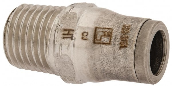 Legris - 5/16" Outside Diam, 1/4 NPT, Stainless Steel Push-to-Connect Male Connector - 435 Max psi, Tube to Male NPT Connection, FKM O-Ring - Exact Tooling