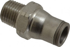 Legris - 3/8" Outside Diam, 1/4 NPT, Stainless Steel Push-to-Connect Male Connector - 435 Max psi, Tube to Male NPT Connection, FKM O-Ring - Exact Tooling