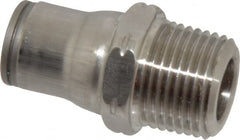 Legris - 3/8" Outside Diam, 3/8 NPT, Stainless Steel Push-to-Connect Male Connector - 435 Max psi, Tube to Male NPT Connection, FKM O-Ring - Exact Tooling