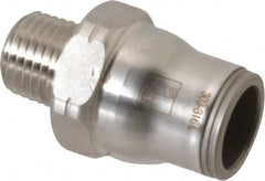 Legris - 1/2" Outside Diam, 1/4 NPT, Stainless Steel Push-to-Connect Male Connector - 435 Max psi, Tube to Male NPT Connection, FKM O-Ring - Exact Tooling