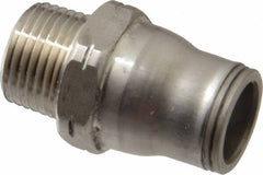 Legris - 1/2" Outside Diam, 3/8 NPT, Stainless Steel Push-to-Connect Male Connector - 435 Max psi, Tube to Male NPT Connection, FKM O-Ring - Exact Tooling