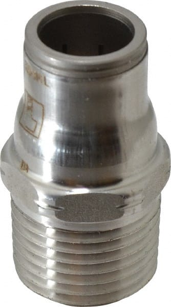 Legris - 1/2" Outside Diam, 1/2 NPT, Stainless Steel Push-to-Connect Male Connector - 435 Max psi, Tube to Male NPT Connection, FKM O-Ring - Exact Tooling