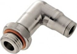 Legris - 5/32" Outside Diam, 10-32 NPT, Stainless Steel Push-to-Connect Male Elbow - 435 Max psi, Tube to Male NPT Connection, FKM O-Ring - Exact Tooling