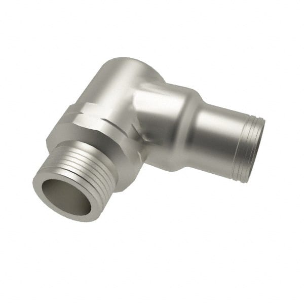 Legris - 1/4" Outside Diam, 1/8 NPT, Stainless Steel Push-to-Connect Male Elbow - 290 Max psi, Tube to Male NPT Connection, FKM O-Ring - Exact Tooling