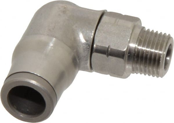 Legris - 5/16" Outside Diam, 1/8 NPT, Stainless Steel Push-to-Connect Male Elbow - 290 Max psi, Tube to Male NPT Connection, FKM O-Ring - Exact Tooling