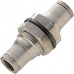 Legris - 5/16" Outside Diam, Stainless Steel Push-to-Connect Bulkhead Union - 435 Max psi, Tube to Tube Connection, FKM O-Ring - Exact Tooling
