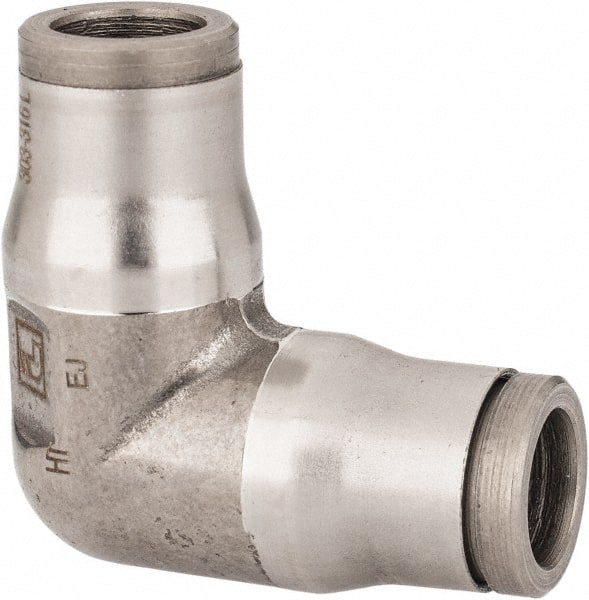Legris - 5/16" Outside Diam, Stainless Steel Push-to-Connect Tube Union Elbow - 435 Max psi, Tube to Tube Connection, FKM O-Ring - Exact Tooling