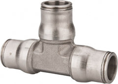 Legris - 1/2" Outside Diam, Stainless Steel Push-to-Connect Union Tee - 435 Max psi, Tube to Tube Connection, FKM O-Ring - Exact Tooling