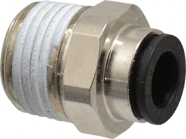 Legris - 5/16" Outside Diam, 3/8 NPT, Nickel Plated Brass Push-to-Connect Tube Male Connector - 290 Max psi - Exact Tooling