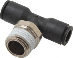 Legris - 5/16" OD, 3/8 NPT, Nylon/Nickel Plated Brass Push-to-Connect Male Branch Tee - 290 Max psi - Exact Tooling