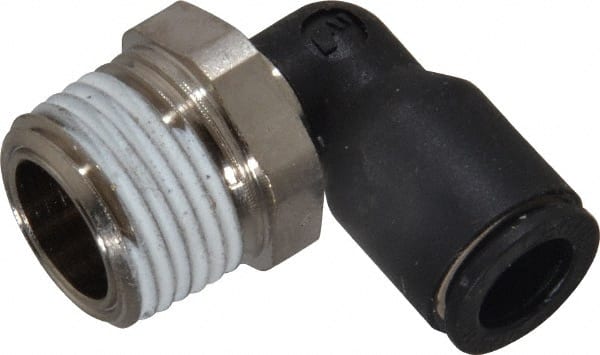 Legris - 5/16" OD, 3/8 NPT, Nylon/Nickel Plated Brass Push-to-Connect Male Elbow - 290 Max psi - Exact Tooling