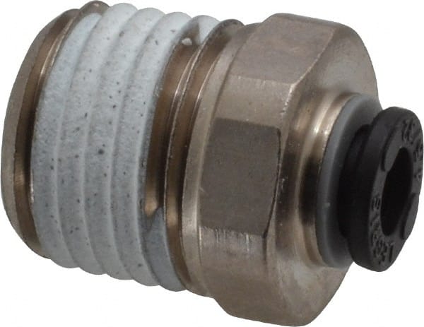 Legris - 5/32" Outside Diam, 1/4 NPT, Nickel Plated Brass Push-to-Connect Tube Male Connector - 290 Max psi - Exact Tooling