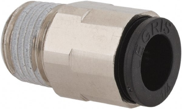 Legris - 1/4" Outside Diam, 1/8 NPT, Nickel Plated Brass Push-to-Connect Tube Male Connector - 290 Max psi - Exact Tooling