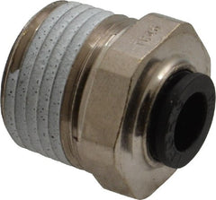 Legris - 1/4" Outside Diam, 3/8 NPT, Nickel Plated Brass Push-to-Connect Tube Male Connector - 290 Max psi - Exact Tooling