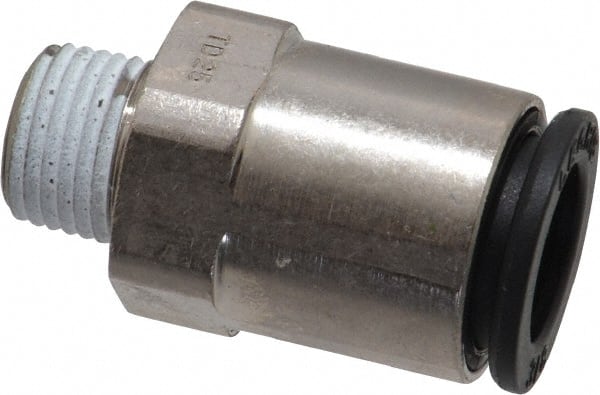 Legris - 3/8" Outside Diam, 1/8 NPT, Nickel Plated Brass Push-to-Connect Tube Male Connector - 290 Max psi - Exact Tooling