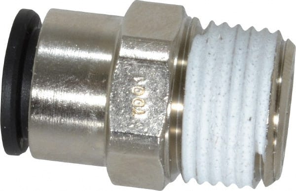 Legris - 3/8" Outside Diam, 3/8 NPT, Nickel Plated Brass Push-to-Connect Tube Male Connector - 290 Max psi - Exact Tooling
