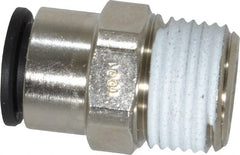 Legris - 3/8" Outside Diam, 3/8 NPT, Nickel Plated Brass Push-to-Connect Tube Male Connector - 290 Max psi - Exact Tooling