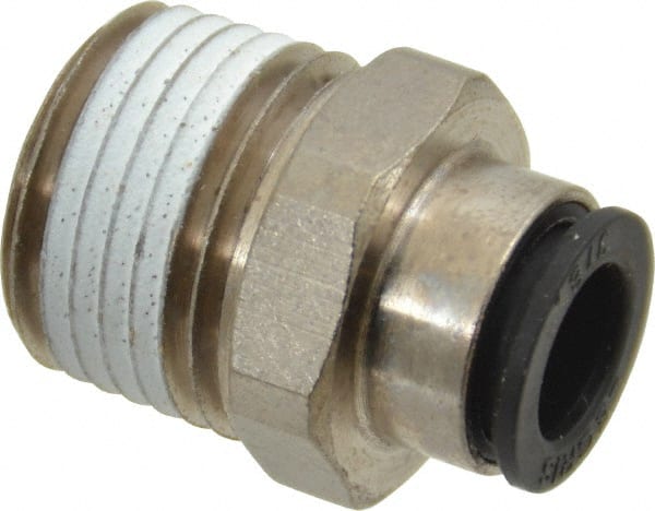 Legris - 3/8" Outside Diam, 1/2 NPT, Nickel Plated Brass Push-to-Connect Tube Male Connector - 290 Max psi - Exact Tooling