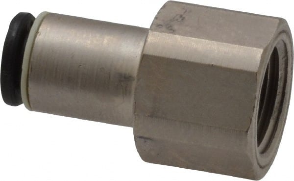 Legris - 5/32" Outside Diam, 1/8 NPT, Nickel Plated Brass Push-to-Connect Tube Female Connector - 290 Max psi - Exact Tooling