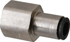 Legris - 1/4" Outside Diam, 1/4 NPT, Nickel Plated Brass Push-to-Connect Tube Female Connector - 290 Max psi - Exact Tooling