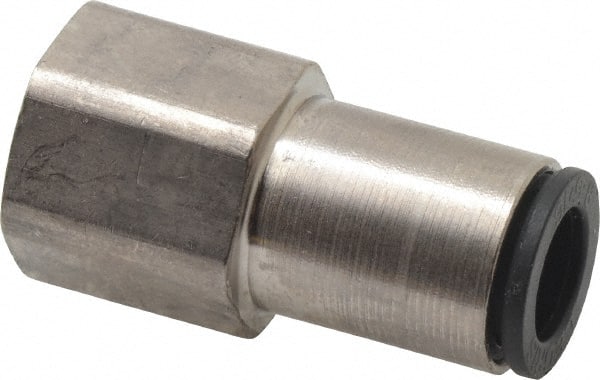 Legris - 5/16" Outside Diam, 1/4 NPT, Nickel Plated Brass Push-to-Connect Tube Female Connector - 290 Max psi - Exact Tooling