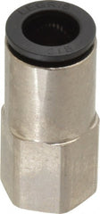 Legris - 3/8" Outside Diam, 1/4 NPT, Nickel Plated Brass Push-to-Connect Tube Female Connector - 290 Max psi - Exact Tooling
